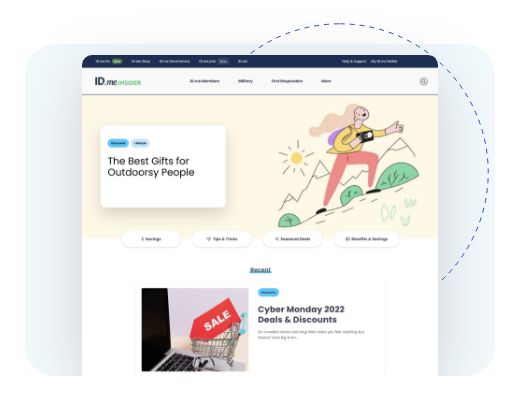 IDme insider shop webpage