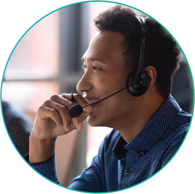 Man speaking in headset